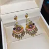 Pendientes de Zirconia con Forma de Rombo, Lazo Rosa y Aguja de Plata, Pendientes de Lujo Ligero y de Gama Alta, Pendientes Dulces, Modernos y Versátiles