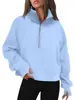 Hoodies Femininos Mais Vendidos na Amazon Transfronteiriços Moletons com Zíper Parcial Moletons Tamanho Grande Tops Pulôver com Gola Alta