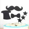 Decoración de Tarjeta para Pastel Horneado Hombres Pequeños Negros Barba Sombrero de Copa Día del Padre Feliz Cumpleaños Set de Inserto