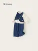 Roupa infantil Bangxuan, conjunto para meninas, nova coleção de outono, conjunto de três peças de jeans estiloso estilo coreano para meninas pequenas e crianças maiores