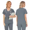Talla Extra Unisex Secado Rápido Delgado Manga Corta Pantalón Largo Cuello en V Color Sólido Hospital Doctor Enfermera Uniforme Quirúrgico