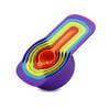 Fabricantes fuente horneando arcoíris juego de cucharas medidoras con escala cuchara medidora de plástico cuchara para hornear harina taza medidora de color