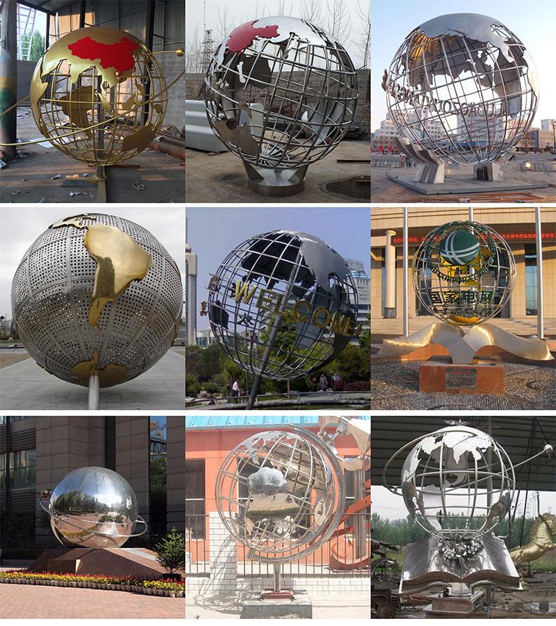 不锈钢地球仪校园雕塑 (2)