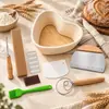 Set de Banneton de Ratán Natural Cesta para Leudar con Batidor de Masa