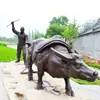 Escultura de Animales de Cobre Fundido para Exteriores Imitación Cobre Ganado Terreno de Cultivo Ganado de Cría Cultura Plástico Reforzado con Fibra de Vidrio Costumbre Popular Adornos de Paisaje