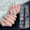 Set de 12 piezas de accesorios para arte de uñas con cristales brillantes de fondo plano y forma irregular, en el mismo estilo que las decoraciones de uñas iridiscentes de aurora translúcida de Wen Jingling