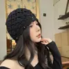 Touca Vintage Crochê Feita à Mão Vazada para Mulheres, Chapéu de Tricô Fino Versátil para Primavera/Verão