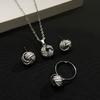 Arete de Nudo Metálico Estilo Cool Transfronterizo para Mujer Ins Lujo Ligero Distintivo Geométrico Círculo Collar Arete Tachuela Anillo