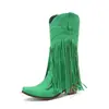 Zapatos de tacón medio para mujer Botas Martin de punta Botas con borlas Botas de cuero Manga para mujer Caña media Botas Wish Casual Comercio exterior Rojo
