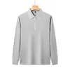 Camisa polo de manga larga con media cremallera para hombre, una prenda superior business casual simple y elegante con cuello camisero, adecuada para primavera y otoño, y versátil para el uso diario y para ir al trabajo.