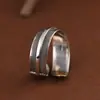 Anillo de Pluma Abierto Personalizado Vintage Desgastado de Plata S925 Rey Ciervo Dorado para Hombres y Mujeres, Joyería de Mano de Tendencia Nicho