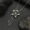 Collar de Acero de Titanio Desplegable que No se Desvanece para Mujer, Estilo Coreano Otoño e Invierno Cadena Clásica para Suéter, Colgante Largo de Alto Gama para Ropa