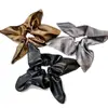 Lenço Quadrado Elegante de Couro Melard para Cabelo, Elástico de Cabelo de Alta Elasticidade para Coque ou Rabo de Cavalo, Moderno
