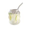 Vaso de Té de Vidrio de Borosilicato Alto Patrón Vertical Transparente de Una Capa Forma de Tambor Gordo de Gran Capacidad Vaso para Leche, Bebida, Jugo con Forma de Oruga