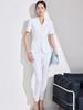 Azul marino Profesional Mayor Vestido de Verano Manga Corta Chaqueta Traje Pequeño Pantalones Falda Mujer Traje de Dos Piezas Verano Viaje Cotidiano Tendencia
