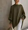 Suéter de tricô plus size com gola redonda, estilo casual e solto, cor sólida, para outono e inverno de 2026, transfronteiriço europeu e americano