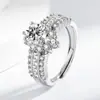 Transmisión en Vivo Más Vendido Nuevo Estilo Anillo con Incrustaciones de Imitación de Moissanita de 1 Quilate Anillo de Moda Transfronterizo para Mujer Anillo Simple Anillo