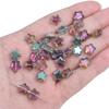 10 Estrellas Pentagonales de Vidrio Multicolor Chapado Color Aurora Cristales Mágicos Cuentas Accesorios de Material para Pulsera DIY Hecha a Mano