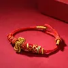 Pulseira de Corda Vermelha Tecida à Mão DIY Contas de Transferência Peixe Koi Pousando Pulseira do Ano de Nascimento Masculina e Feminina Presente para Melhor Amiga Atacado