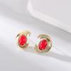 Pendientes de nicho francés, pendientes rojos de Año Nuevo, pendientes de flores retro de moda, pendientes pequeños y frescos para niña.