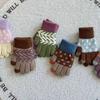 Guantes de Punto de Cinco Dedos de Invierno 2025 para Niños y Niñas Aimobeibei, Guantes Cálidos y Lindos con Bloques de Color, Forro de Felpa, Modernos