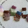 Guantes de Punto Jacquard Gruesos de Invierno para Niños y Niñas, Elegantes, Gruesos, Cálidos, de Cinco Dedos con Forro de Felpa, Modernos