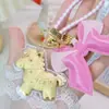 Año del Caballo Oro Puro 999 Llavero Riqueza Instantánea Caballo Dorado Rosa Lazo Grande Colgante Regalo Pequeño Mayoreo