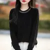Otoño/Invierno 2025 Nuevo Cardigan de Terciopelo Andy de Punto con Cuello Redondo y Mangas Largas para Mujer con Botones en el Cuello y Base de Strass Camiseta Superior