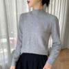Suéter de Cachemir de Cuello Alto Medio Sin Costuras para Mujer Otoño e Invierno 2025 Suéter de Punto Pulóver para Llevar Debajo con Aspecto Holgado Adelgazante Suéter de Color Puro