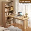 Mesa de canto para computador estilo creme com estante, mesa de estudo integrada, penteadeira de quarto, armário de mesa, mesa doméstica dois em um