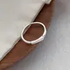 Anillo rectangular cepillado simple de plata de ley S925 estilo coreano para mujer, diseño de nicho, elegante, abierto, accesible, anillo de lujo