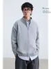 Nueva colección otoño/invierno 2024: Suéter de punto casual y de corte relajado, estilo retro americano, de cuello en V, prenda exterior de color liso para hombre