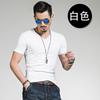 Una generación de camisetas de manga corta, cuello redondo, camiseta blanca pura, camiseta ajustada de color sólido, parte inferior de media manga, ropa de verano para hombre
