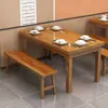 Juego de mesa y sillas para restaurante, mesa y sillas de comedor para tienda de fideos, mesa de comedor para snack bar, mesa de restaurante, mesa de comedor de madera maciza carbonizada para barbacoa de restaurante