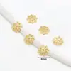 Chapado en Oro de 14K Tapa de Cuentas Flor Geométrica Hueca Separador de Cuentas Pulsera DIY Collar Separador Cuentas Sueltas C16