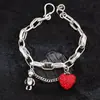 Pingente de coração urso grafite pulseira retrô personalidade acessórios explosivos transfronteiriços joias de nicho ins temperamento atacado