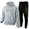 Sudadera con capucha informal para hombre y mujer 2025, conjunto, chaqueta con capucha de marca estampada de moda, forrada de forro polar, Otoño e Invierno