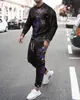 Conjunto deportivo casual de dos piezas para hombre, europeo y americano, para otoño e invierno, con cárdigan con capucha y estampado degradado 3D