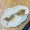 Gafas de Estilo Coreano sin Montura y Marco Pequeño para Mujer, Monturas Poligonales para Modificar la Forma del Rostro, Monturas de Moda para Usar en Viajes, Tendencia en Gafas de Sol
