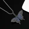 Colar Hip-Hop Jinse Estilo Europeu e Americano Pingente Formato Borboleta Pingente Totalmente Cravejado de Diamante Estilo de Rua Colar de Zircônia Micro-Incustado