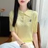 Top de Manga Corta con Cuello Redondo y Textura de Tencel, Estilo Nuevo de Verano para Mujer, Fresco y Transpirable, Suave y con Caída, Versátil y Elegante para Uso Casual