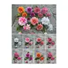 Dalias artificiales rosas, peonías y peonías con 3 tallos coloridos para decoración de salón de bodas y decoración del hogar.