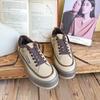 Zapatos de Plataforma Gruesa con Forro Polar para Mujer 2022 Nuevo Color Block Combinable Retro Cuero Genuino Cabeza Grande Deportivos Casuales ins Trendy