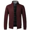 Suéter de Outono e Inverno Roupas para Meia-idade e Idosos Jaqueta Cardigan de Tricô com Forro de Lã Espesso Suéter de Costela com Manga Longa
