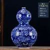 Vaso Pequeno de Porcelana Azul e Branca Antigo Jingdezhen Cerâmica Clássica Chinesa Arranjo de Flores Sala de Estar Gabinete de Vinho Sala de Chá Ornamentos