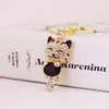 Chaveiro Gato da Sorte Cravejado com Diamantes Cool Hee Fofo Acessórios para Bolsa Feminina Pingente de Gatinho Metal Chaveiro Pequeno Presente 148