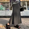 Saia Midi de Maternidade Preta em Estoque para Mulheres, Novo Design Vintage de Cintura Alta para Primavera e Outono, Saia Longa Bodycon Cauda de Peixe Macia