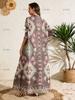 Moda Transfronteriza Ropa para Mujer Tallas Grandes Vestido Largo de Manga Larga Estampado Plegado Miyake Abaya