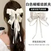 Presilha de rabo de cavalo suave e elegante com laço e fita, presilha de cabelo de alta qualidade para mulheres, presilha tipo tubarão estilo coreano