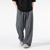 Calça Casual Fina Estilo Preguiçoso de Verão para Homens 2026 Nova Tendência Fluida Seda de Gelo Secagem Rápida Solta Reta Perna Larga
